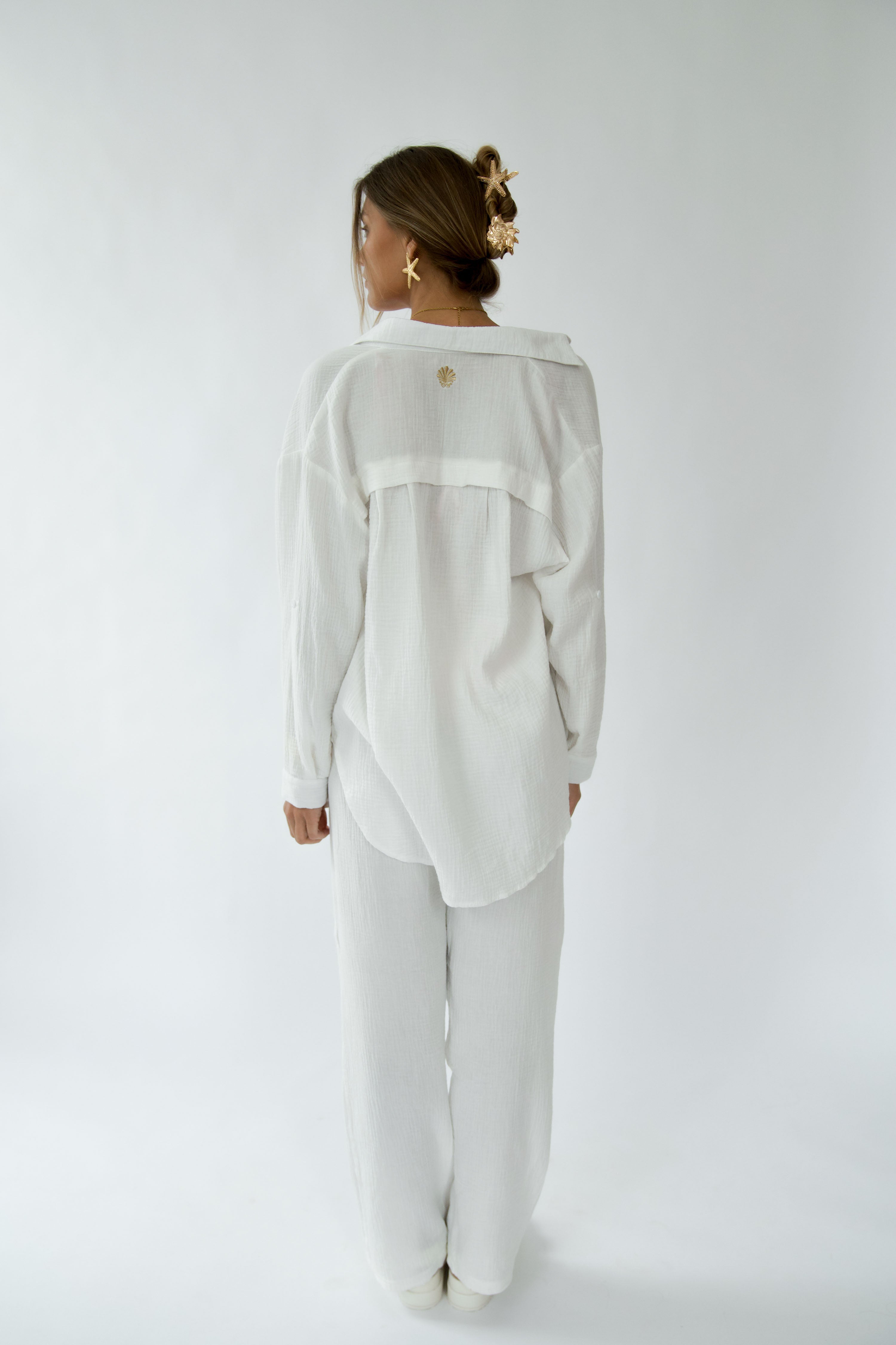 Prato Drawstring Pant- Ivory Cotton