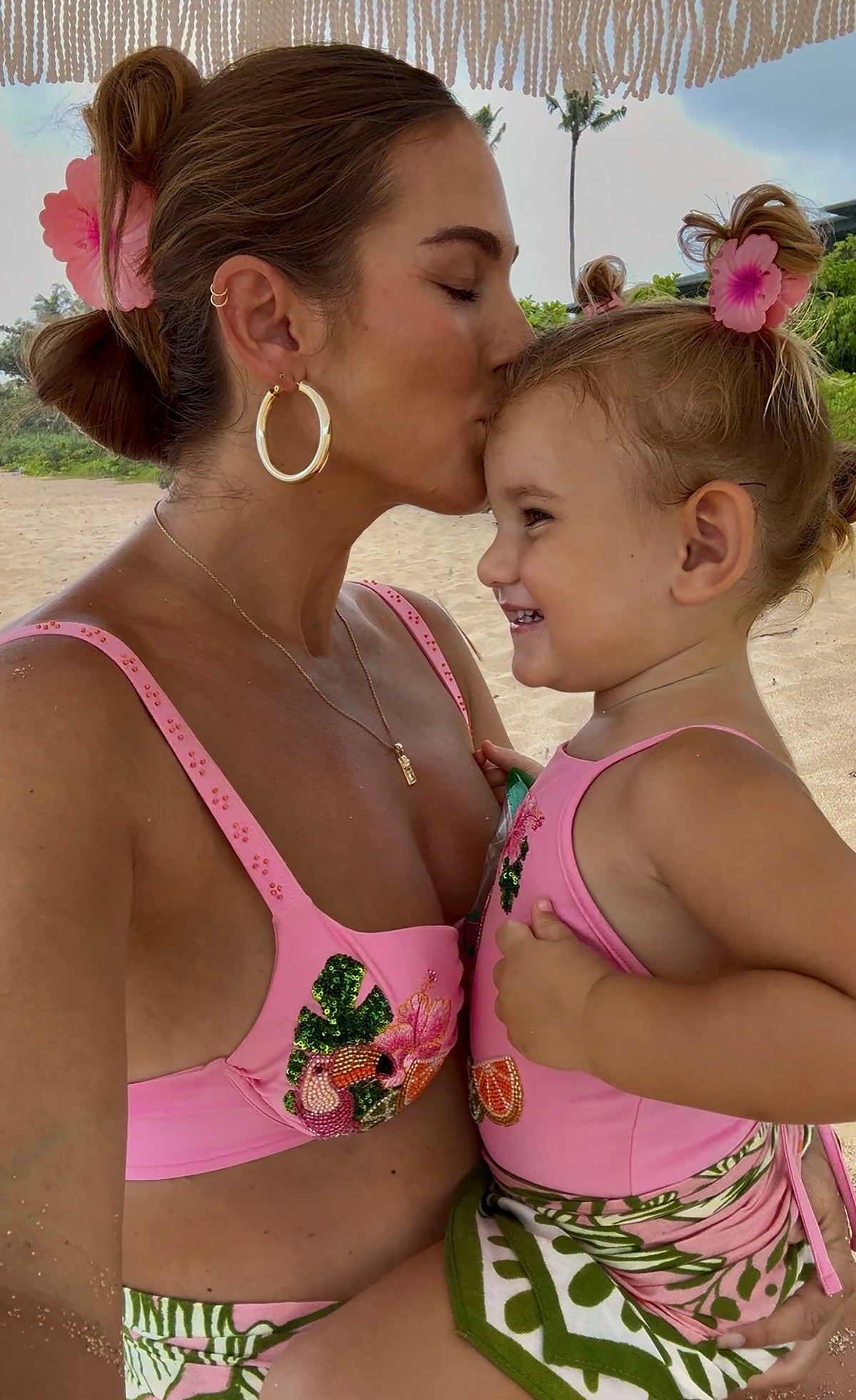 Pink Hibiscus Hair Clips