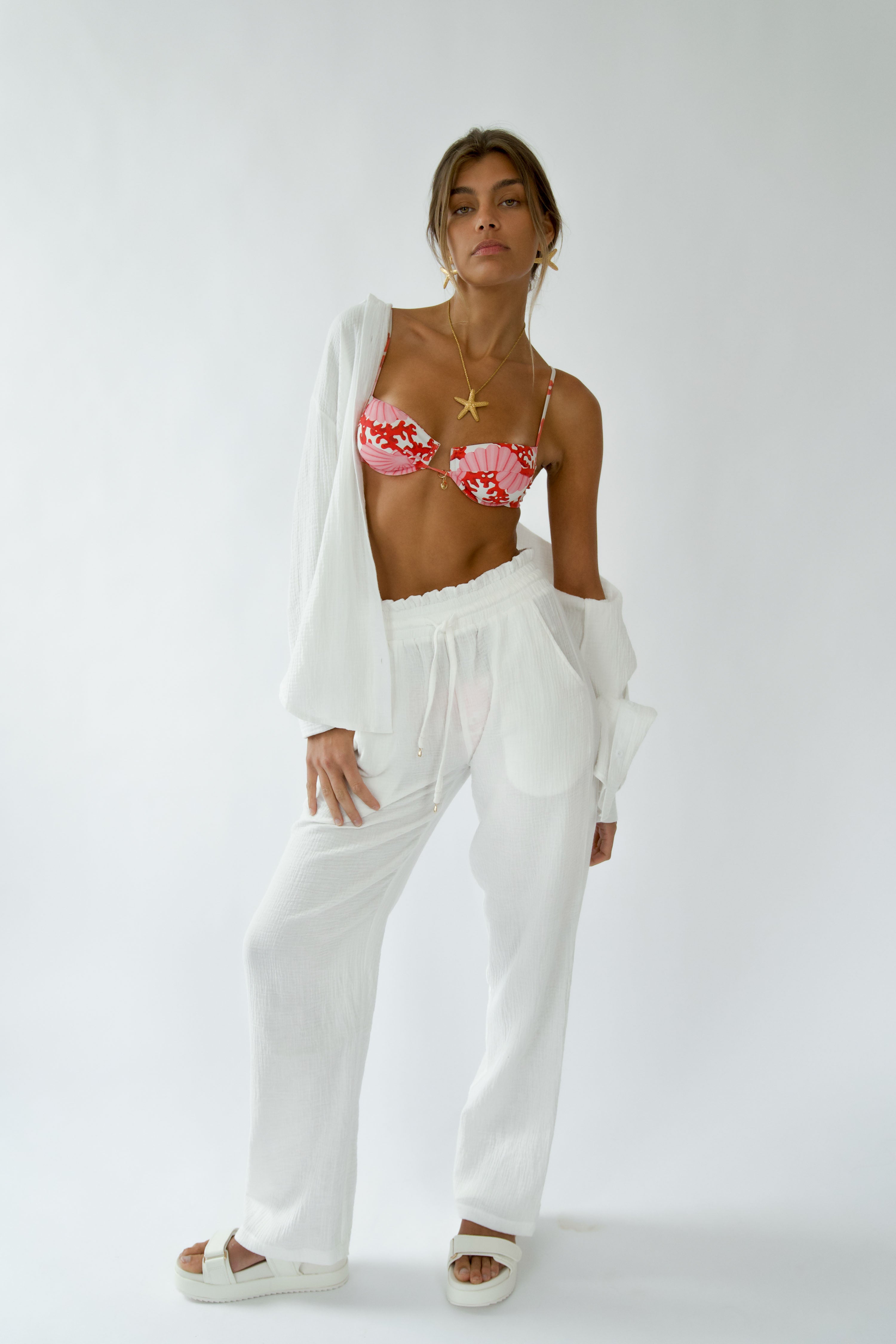 Prato Drawstring Pant- Ivory Cotton