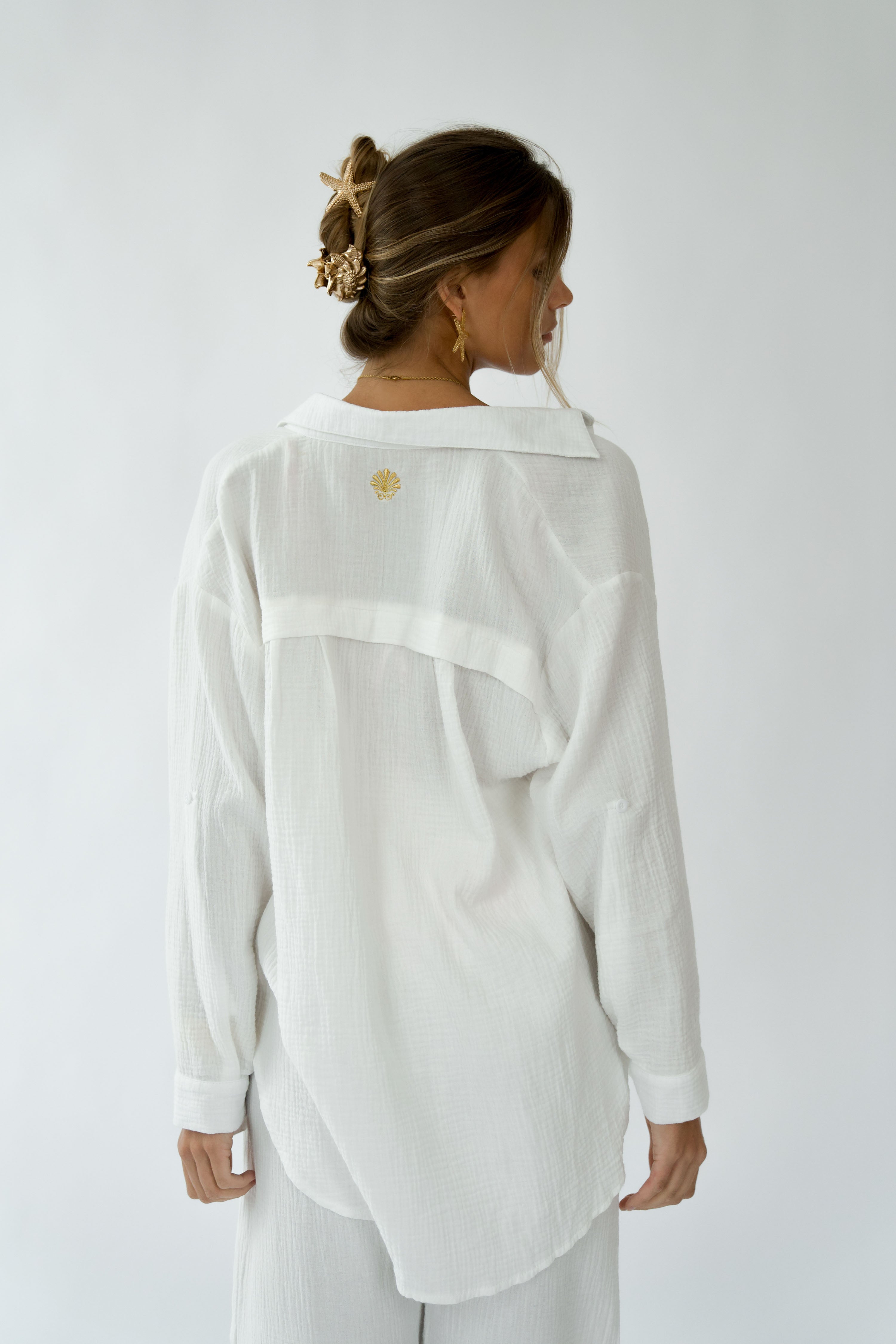 Tuscany Button Up- Ivory Cotton