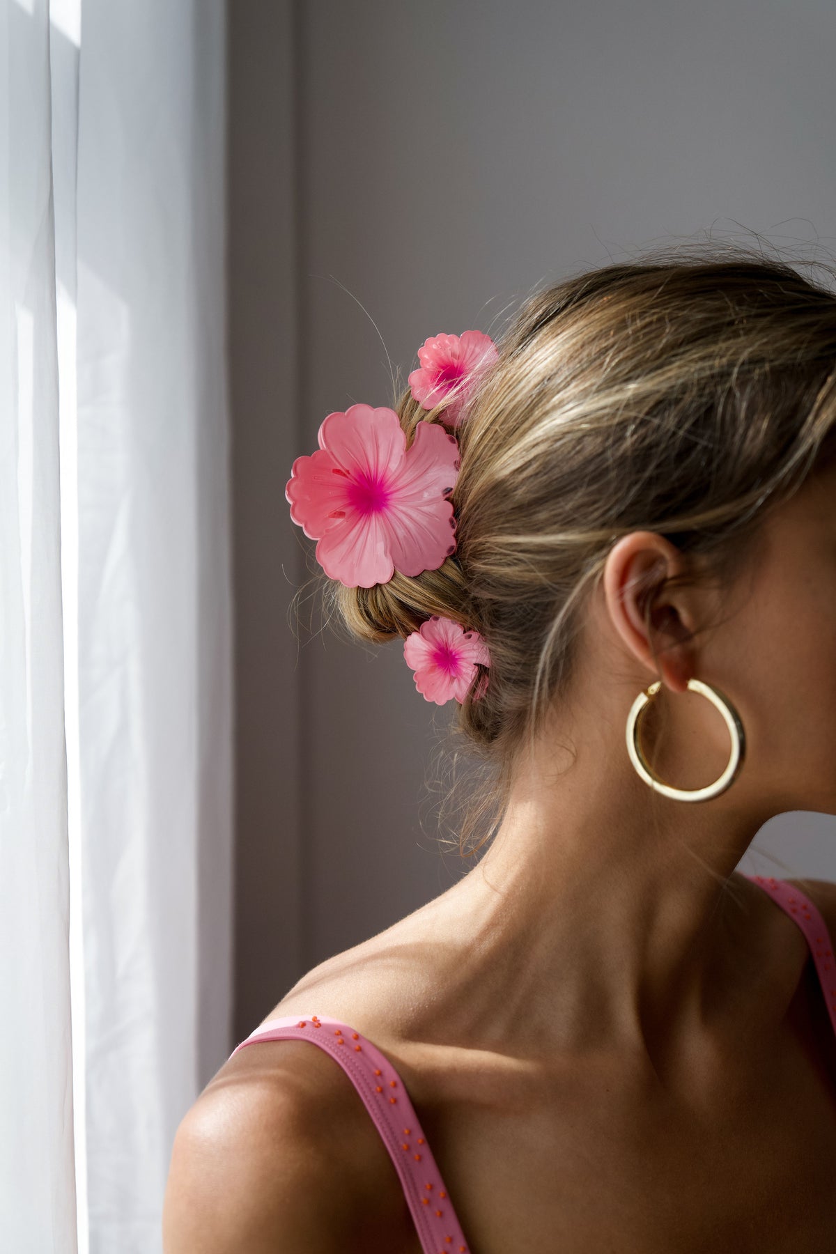 Pink Hibiscus Hair Clips